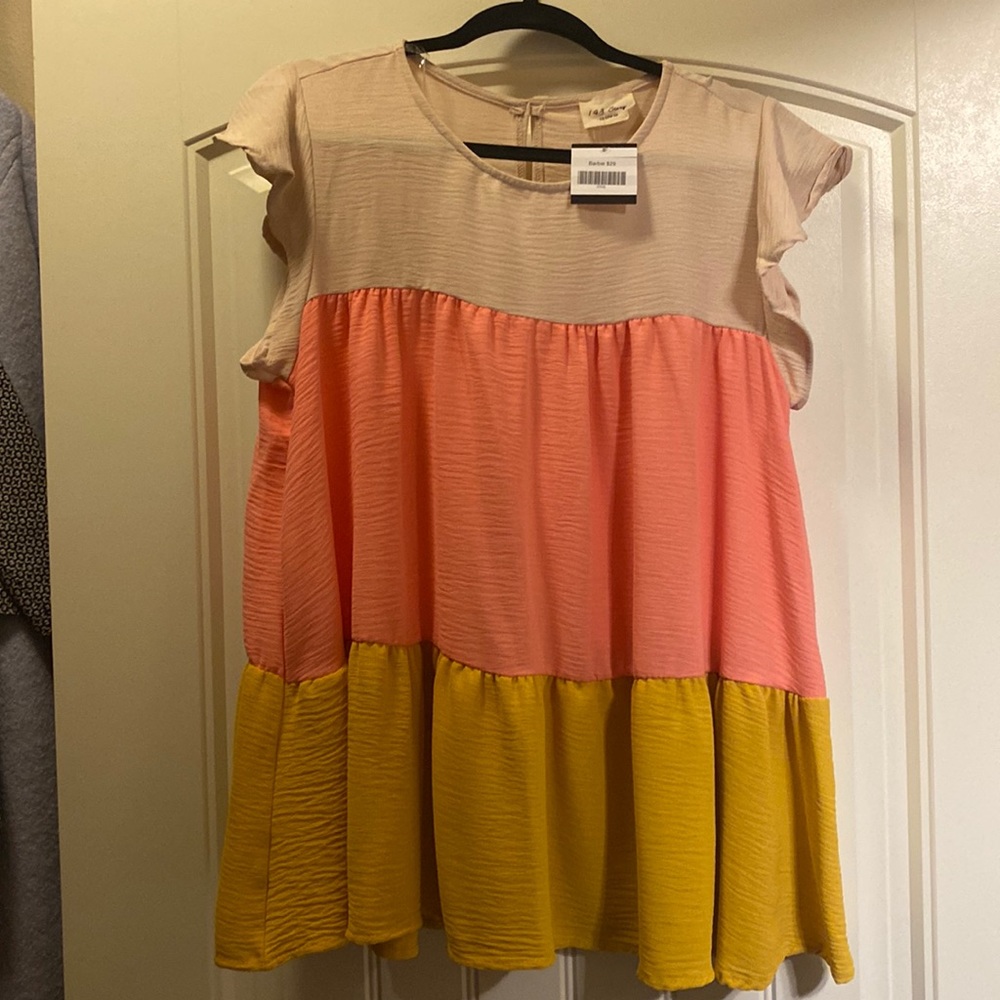 BRAND NEW Blouse: 1.4.3 Story Yellow, Pink, Beige Top